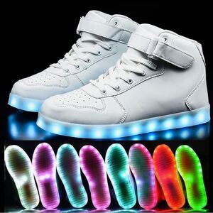 Kids High Top LED Sneakers for Girls Light Up Shoes LED Girls USB Recharging